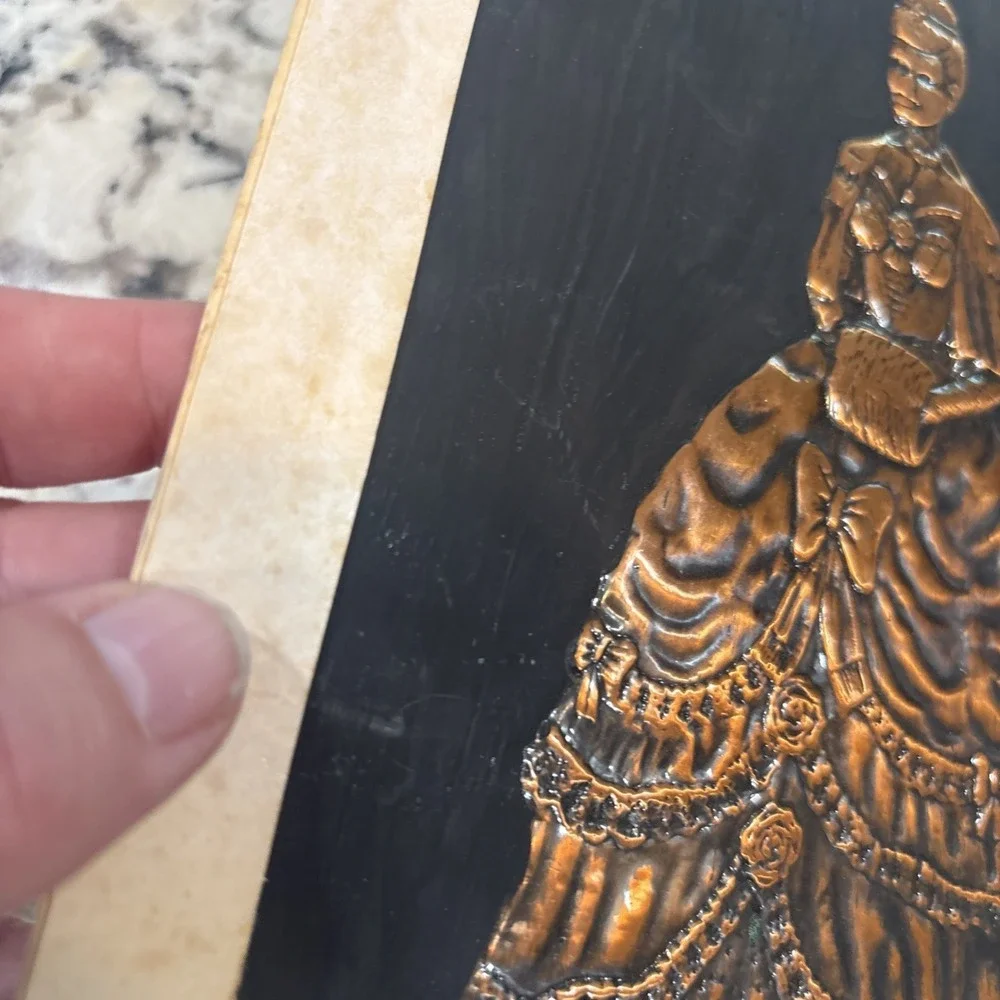 5‎ VINTAGE Embossed Hammered Copper Victorian Lady And Gentlemen Deer Unframed